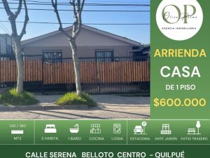Se Arrienda Casa 3d1b+e, Belloto Centro, Quilpué