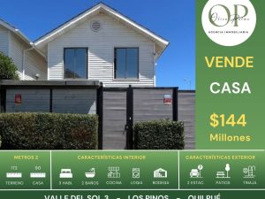 Vende Casa 3h2b+e+b. Valle Del Sol - Los Pinos - Quilpué