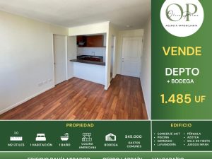 Se Vende Depto 1h1b+b Bahía Mirador, C° Larraín, Valparaíso