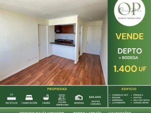 Se Vende Depto 1h1b+b Bahía Mirador, C° Larraín, Valparaíso